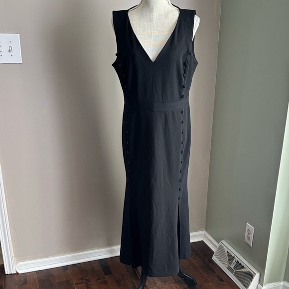 Calvin Klein Black Midi Dress with Button Detail - Picture 3 of 8